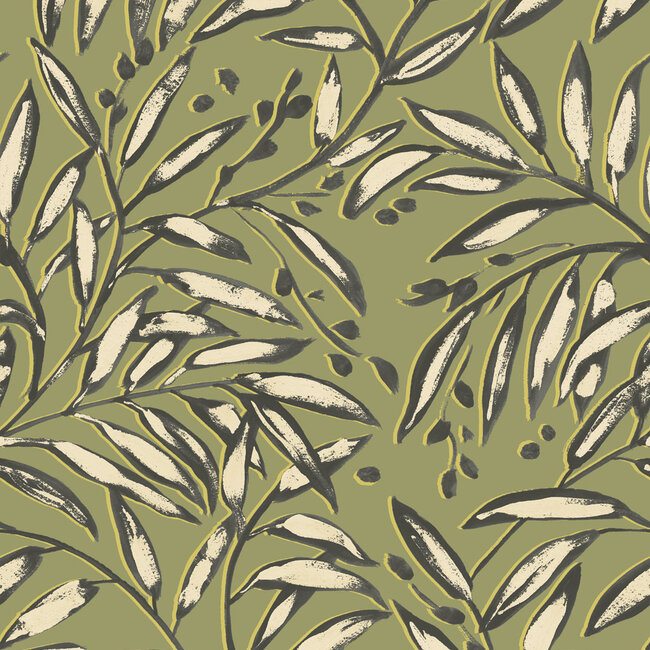 Dutch Wallcoverings Dutch Wallcoverings - FC Riches of Nature- Lorena Vine Olive - Vliesbehang - 10m x 50cm - RON50110W