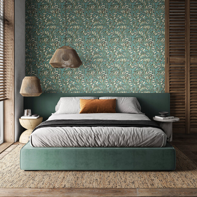 Dutch Wallcoverings Dutch Wallcoverings - FC Riches of Nature- Lorena Vine Petrol  - Vliesbehang - 10m x 50cm - RON50112W