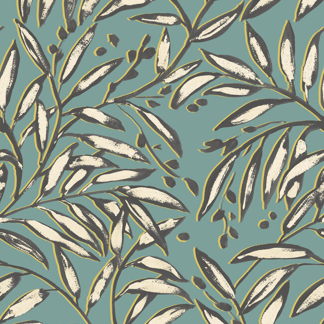 Dutch Wallcoverings Dutch Wallcoverings - FC Riches of Nature- Lorena Vine Petrol  - Vliesbehang - 10m x 50cm - RON50112W