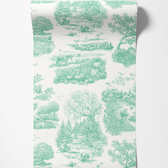 Dutch Wallcoverings Dutch Wallcoverings - FC Riches of Nature- Eve Toile Jade - Vliesbehang - 10m x 50cm - RON50124W