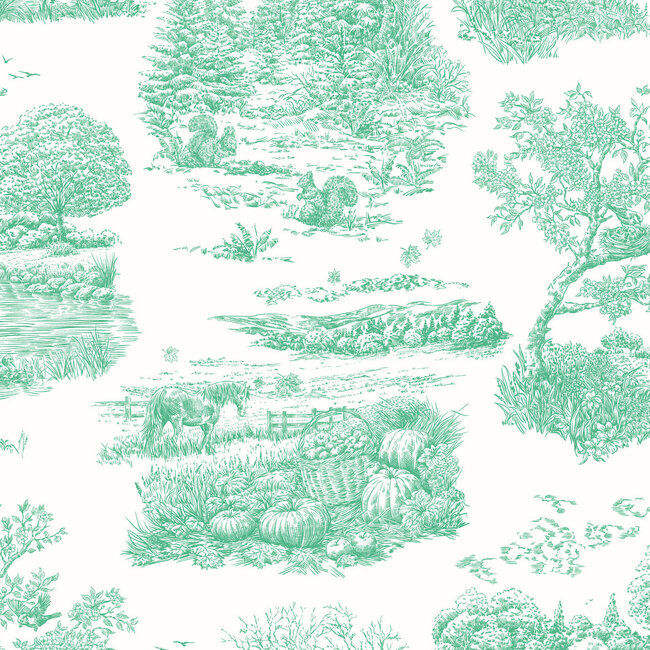 Dutch Wallcoverings Dutch Wallcoverings - FC Riches of Nature- Eve Toile Jade - Vliesbehang - 10m x 50cm - RON50124W