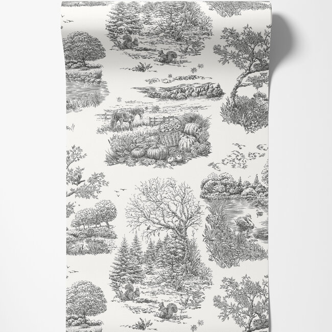 Dutch Wallcoverings Dutch Wallcoverings - FC Riches of Nature- Eve Toile Noir - Vliesbehang - 10m x 50cm - RON50125W