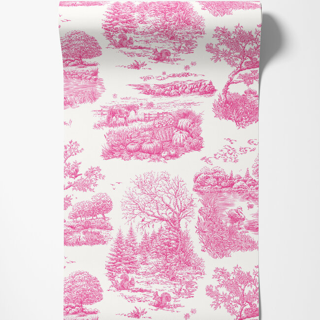 Dutch Wallcoverings Dutch Wallcoverings - FC Riches of Nature- Eve Toile Magenta - Vliesbehang - 10m x 50cm - RON50128W