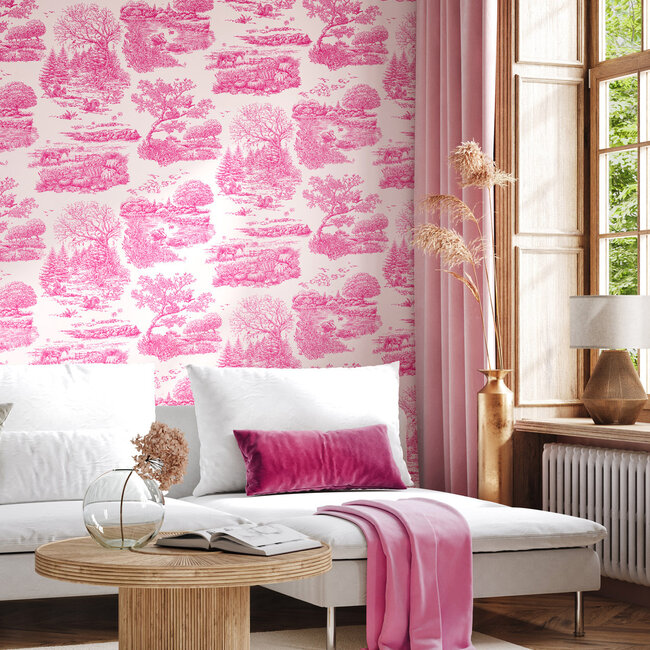Dutch Wallcoverings Dutch Wallcoverings - FC Riches of Nature- Eve Toile Magenta - Vliesbehang - 10m x 50cm - RON50128W