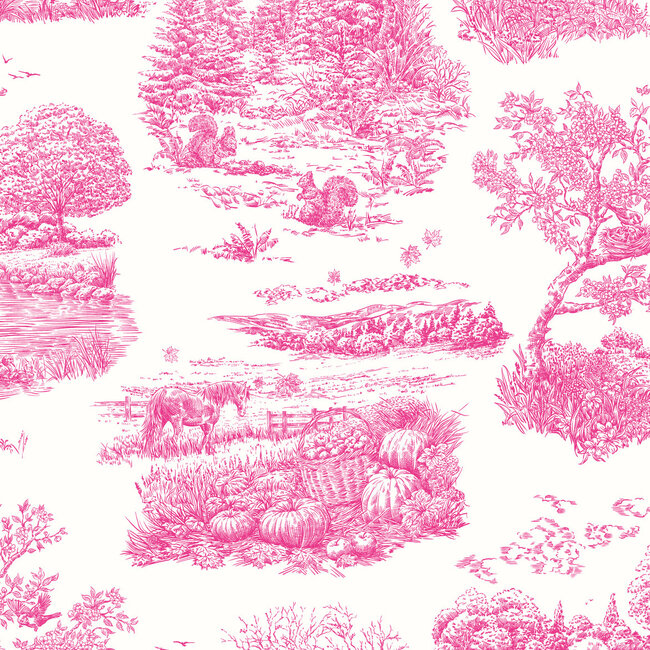 Dutch Wallcoverings Dutch Wallcoverings - FC Riches of Nature- Eve Toile Magenta - Vliesbehang - 10m x 50cm - RON50128W