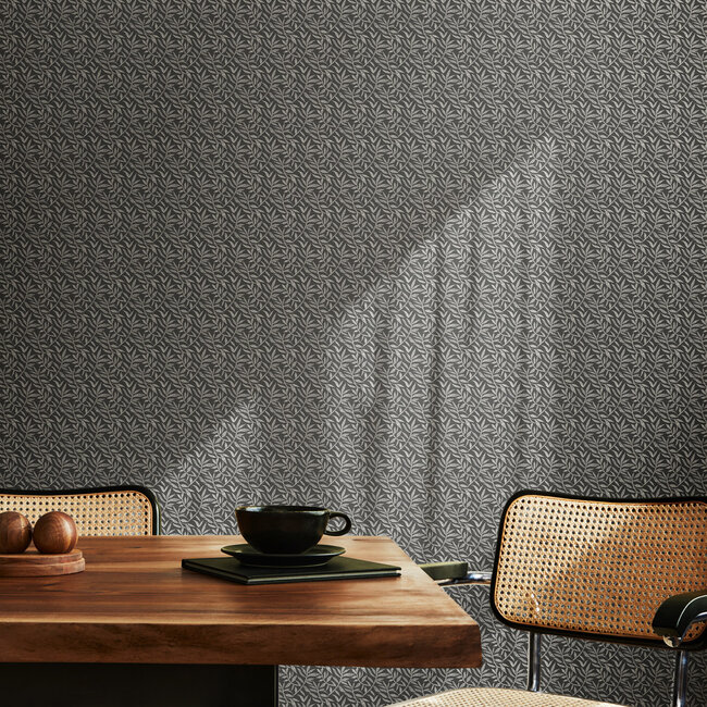 Dutch Wallcoverings Dutch Wallcoverings - FC Riches of Nature- Dotty Leaf Charcoal - Vliesbehang - 10m x 50cm - RON50144W