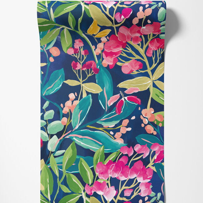 Dutch Wallcoverings Dutch Wallcoverings - FC Riches of Nature- Florence Ink/Fuchsia - Vliesbehang - 10m x 50cm - RON50101W