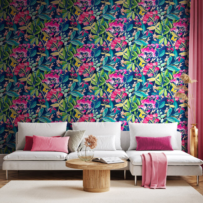 Dutch Wallcoverings Dutch Wallcoverings - FC Riches of Nature- Florence Ink/Fuchsia - Vliesbehang - 10m x 50cm - RON50101W