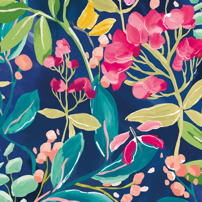 Dutch Wallcoverings Dutch Wallcoverings - FC Riches of Nature- Florence Ink/Fuchsia - Vliesbehang - 10m x 50cm - RON50101W