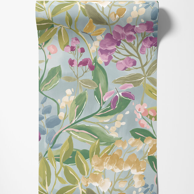 Dutch Wallcoverings Dutch Wallcoverings - FC Riches of Nature- Florence Petrol/Amethyst - Vliesbehang - 10m x 50cm - RON50103W