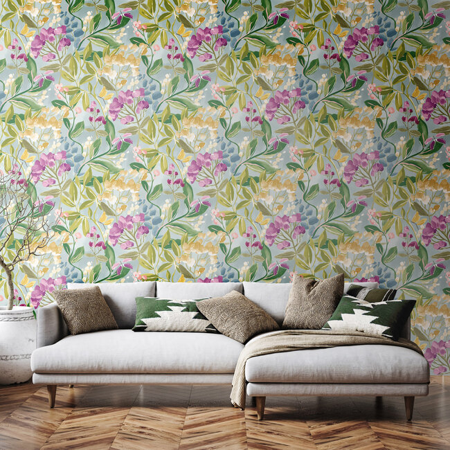 Dutch Wallcoverings Dutch Wallcoverings - FC Riches of Nature- Florence Petrol/Amethyst - Vliesbehang - 10m x 50cm - RON50103W