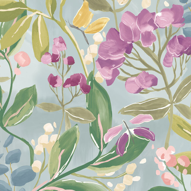 Dutch Wallcoverings Dutch Wallcoverings - FC Riches of Nature- Florence Petrol/Amethyst - Vliesbehang - 10m x 50cm - RON50103W
