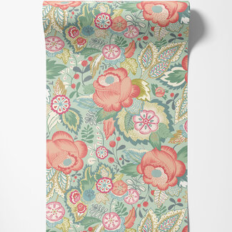 Dutch Wallcoverings Dutch Wallcoverings - FC Riches of Nature- Emily Rose Mint/Peach  - RON50130W