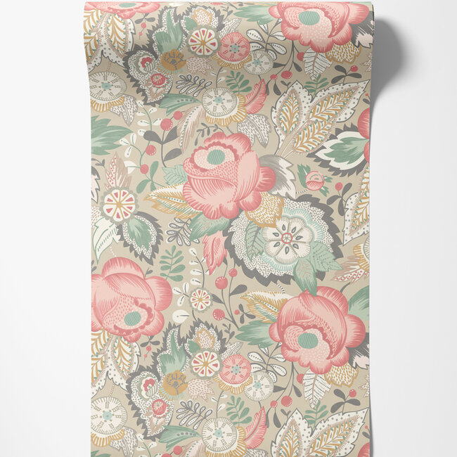 Dutch Wallcoverings Dutch Wallcoverings - FC Riches of Nature- Emily Rose Soft Flamingo - Vliesbehang - 10m x 50cm - RON50132W