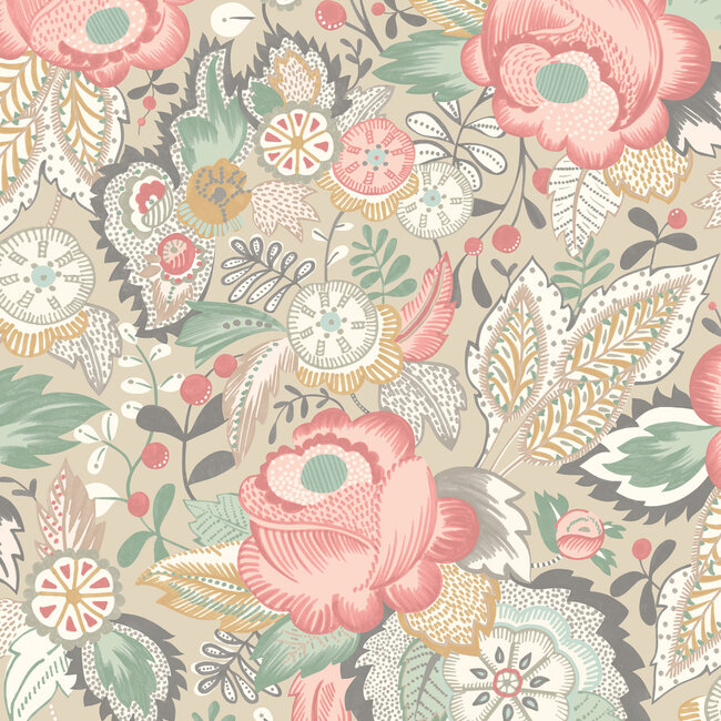Dutch Wallcoverings Dutch Wallcoverings - FC Riches of Nature- Emily Rose Soft Flamingo - Vliesbehang - 10m x 50cm - RON50132W