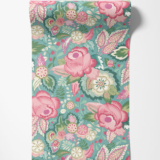 Dutch Wallcoverings Dutch Wallcoverings - FC Riches of Nature- Emily Rose Rose/Seafoam - RON50133W