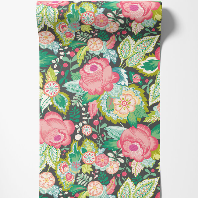 Dutch Wallcoverings Dutch Wallcoverings - FC Riches of Nature- Emily Rose Ebony Citrus - Vliesbehang - 10m x 50cm - RON50134W