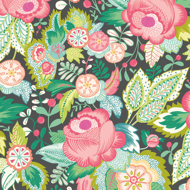 Dutch Wallcoverings Dutch Wallcoverings - FC Riches of Nature- Emily Rose Ebony Citrus - Vliesbehang - 10m x 50cm - RON50134W