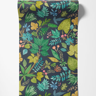 Dutch Wallcoverings Dutch Wallcoverings - FC Riches of Nature- Lush Leaves Midnight Garden - RON50118W
