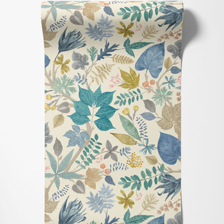Dutch Wallcoverings Dutch Wallcoverings - FC Riches of Nature- Lush Leaves Denim/Stone - RON50119W