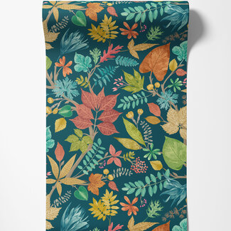Dutch Wallcoverings Dutch Wallcoverings - FC Riches of Nature- Lush Leaves Teal/Corn - RON50120W