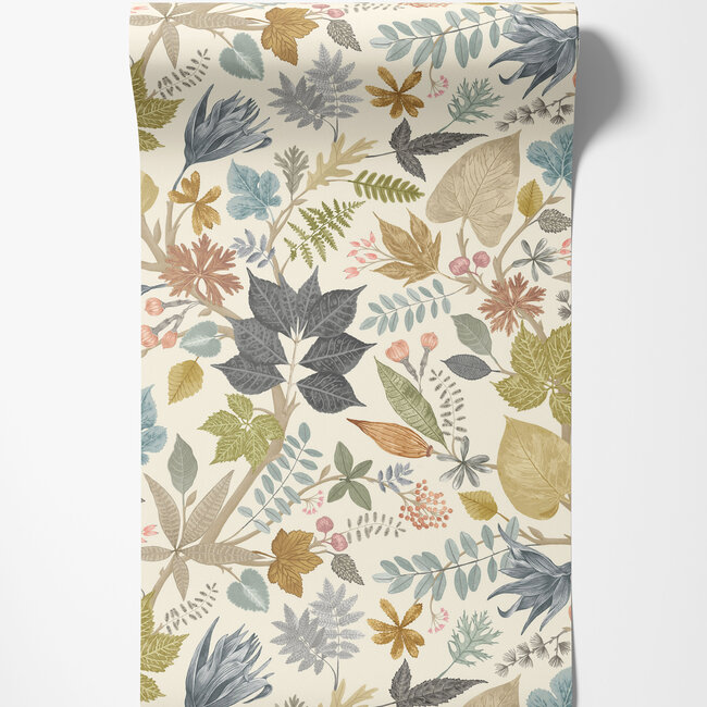 Dutch Wallcoverings Dutch Wallcoverings - FC Riches of Nature- Lush Leaves Linen/Fossil - Vliesbehang - 10m x 50cm - RON50122W