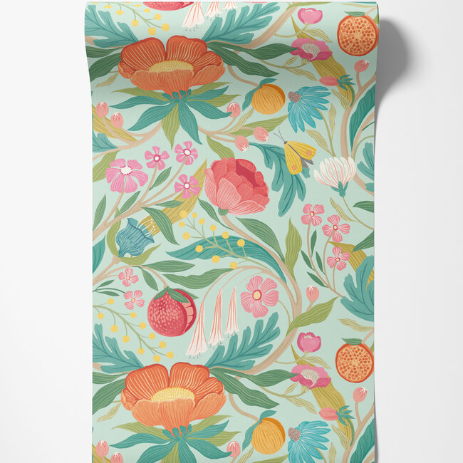 Dutch Wallcoverings Dutch Wallcoverings - FC Riches of Nature- Clementine Seafoam Mix - Vliesbehang - 10m x 50cm - RON50147W