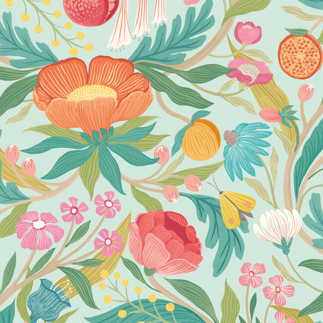Dutch Wallcoverings Dutch Wallcoverings - FC Riches of Nature- Clementine Seafoam Mix - Vliesbehang - 10m x 50cm - RON50147W