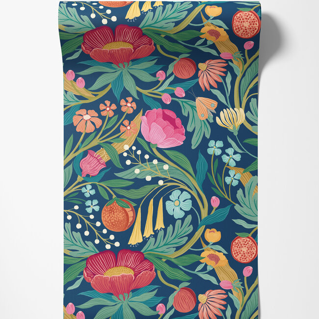 Dutch Wallcoverings Dutch Wallcoverings - FC Riches of Nature- Clementine Ink/Flamingo - Vliesbehang - 10m x 50cm - RON50148W