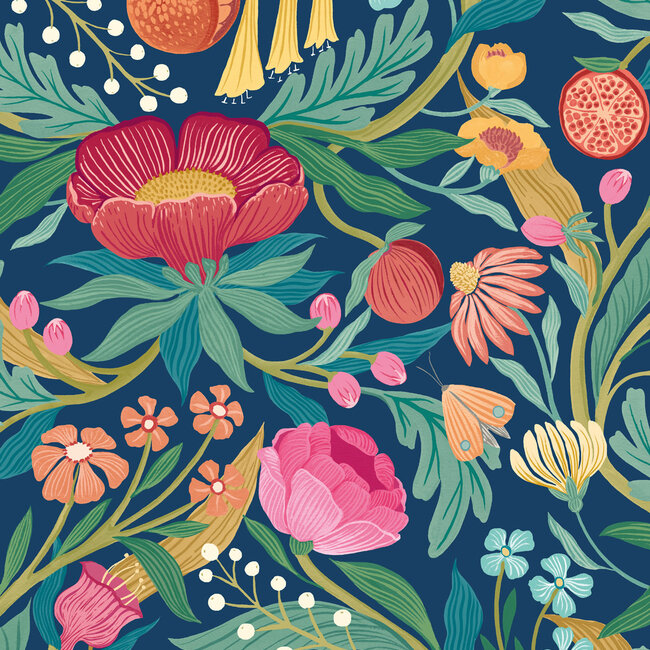 Dutch Wallcoverings Dutch Wallcoverings - FC Riches of Nature- Clementine Ink/Flamingo - Vliesbehang - 10m x 50cm - RON50148W