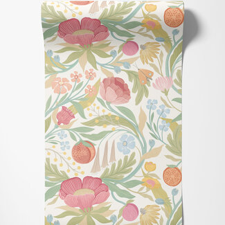 Dutch Wallcoverings Dutch Wallcoverings - FC Riches of Nature- Clementine Blossom/Sage - RON50150W