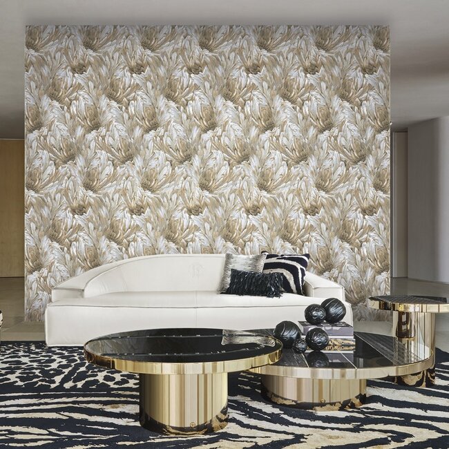 Dutch Wallcoverings Dutch Wallcoverings - FC Roberto Cavalli 9- veer beige - Vliesbehang - 10m x 106cm - 21007