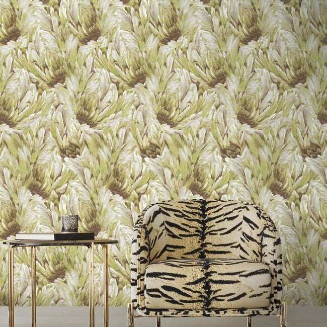 Dutch Wallcoverings Dutch Wallcoverings - FC Roberto Cavalli 9- veer groen - Vliesbehang - 10m x 106cm - 21008