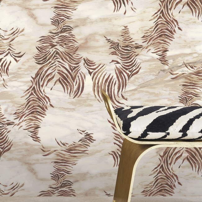 Dutch Wallcoverings Dutch Wallcoverings - FC Roberto Cavalli 9- zebra bruin - Vliesbehang - 10m x 106cm - 21011