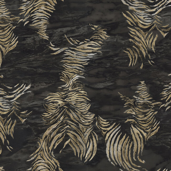 Dutch Wallcoverings Dutch Wallcoverings - FC Roberto Cavalli 9- zebra zw/goud - Vliesbehang - 10m x 106cm - 21016