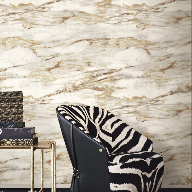 Dutch Wallcoverings Dutch Wallcoverings - FC Roberto Cavalli 9- marmer beige - Vliesbehang - 10m x 106cm - 21024