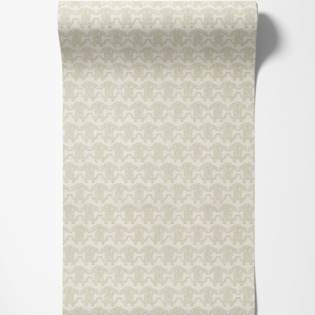 Dutch Wallcoverings Dutch Wallcoverings - FC Roberto Cavalli 9- logo creme - Vliesbehang - 10m x 106cm - 21033
