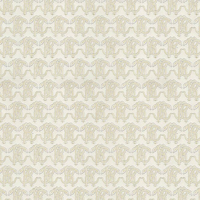 Dutch Wallcoverings Dutch Wallcoverings - FC Roberto Cavalli 9- logo creme - Vliesbehang - 10m x 106cm - 21033