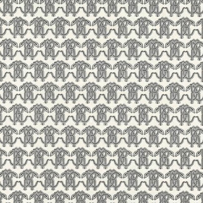 Dutch Wallcoverings Dutch Wallcoverings - FC Roberto Cavalli 9- logo wit/zwrt - Vliesbehang - 10m x 106cm - 21034