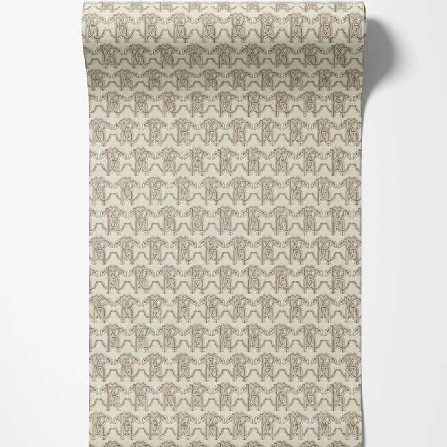 Dutch Wallcoverings Dutch Wallcoverings - FC Roberto Cavalli 9- logo beige - Vliesbehang - 10m x 106cm - 21035