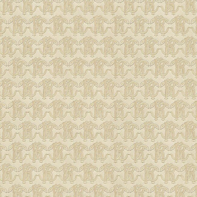 Dutch Wallcoverings Dutch Wallcoverings - FC Roberto Cavalli 9- logo beige - Vliesbehang - 10m x 106cm - 21036
