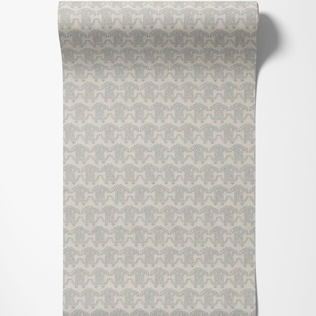 Dutch Wallcoverings Dutch Wallcoverings - FC Roberto Cavalli 9- logo grijs - Vliesbehang - 10m x 106cm - 21037