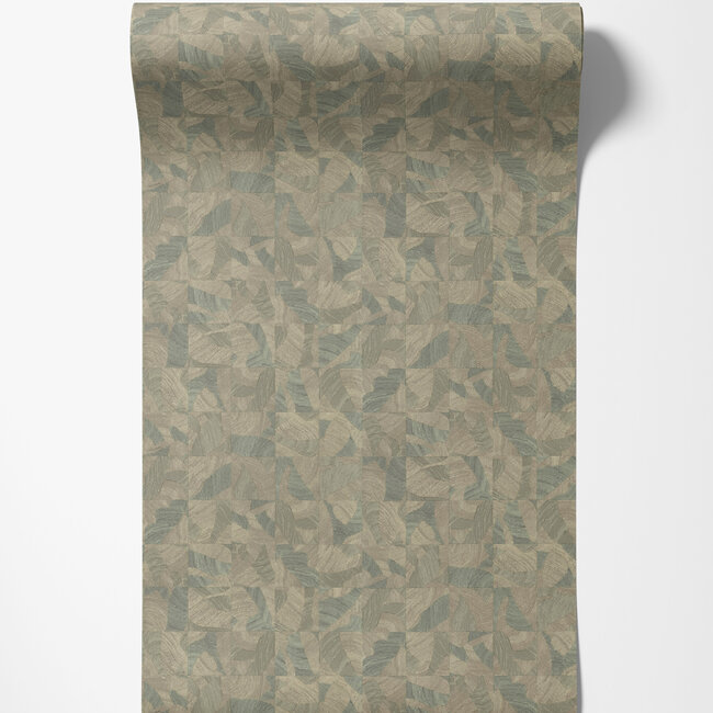 Dutch Wallcoverings Dutch Wallcoverings - FC Roberto Cavalli 9- blok grn/bei - Vliesbehang - 10m x 106cm - 21067