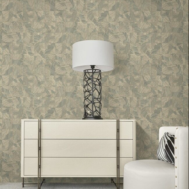 Dutch Wallcoverings Dutch Wallcoverings - FC Roberto Cavalli 9- blok grn/bei - Vliesbehang - 10m x 106cm - 21067
