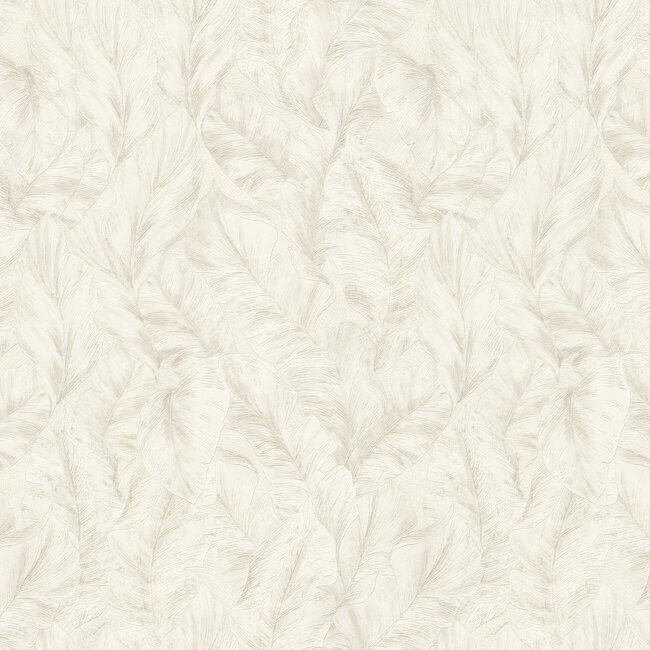 Dutch Wallcoverings Dutch Wallcoverings - FC Roberto Cavalli 9- bladeren wit - Vliesbehang - 10m x 106cm - 21072
