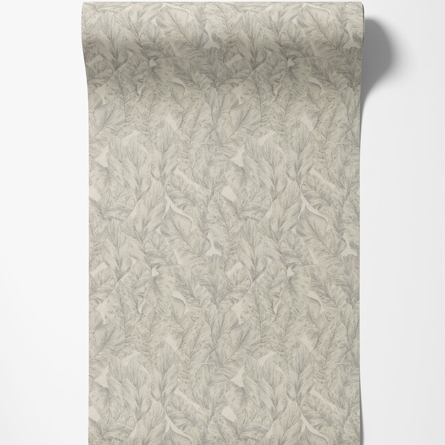 Dutch Wallcoverings Dutch Wallcoverings - FC Roberto Cavalli 9- bladeren grijs - Vliesbehang - 10m x 106cm - 21073
