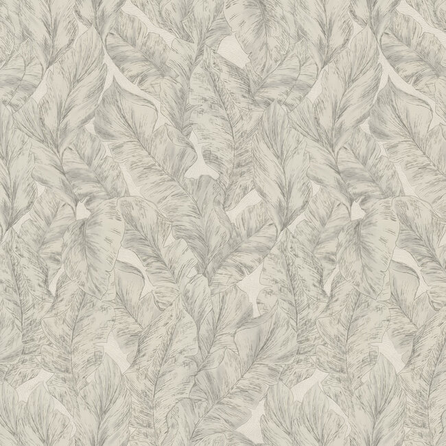 Dutch Wallcoverings Dutch Wallcoverings - FC Roberto Cavalli 9- bladeren grijs - Vliesbehang - 10m x 106cm - 21073