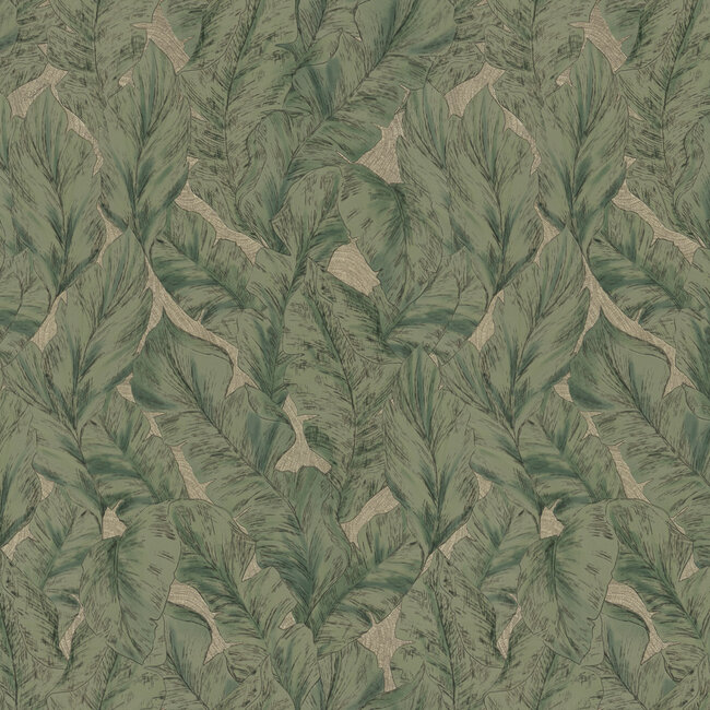 Dutch Wallcoverings Dutch Wallcoverings - FC Roberto Cavalli 9- bladeren grn/bei - Vliesbehang - 10m x 106cm - 21077