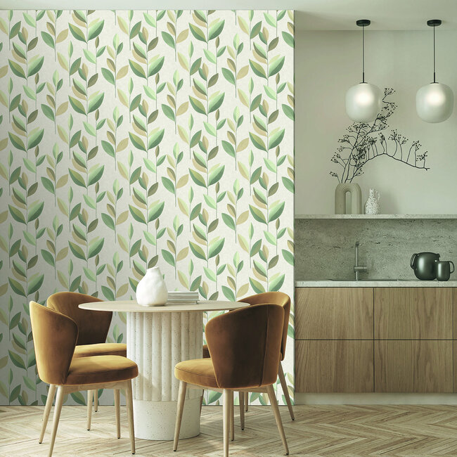 Dutch Wallcoverings Dutch Wallcoverings - Serenity - Smooth Misty Green - Vliesbehang - 10m x 53cm - SY27552