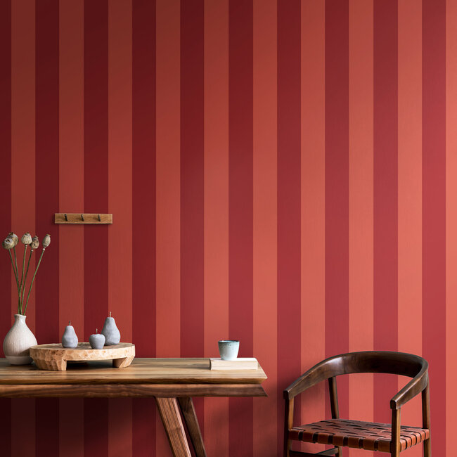 Dutch Wallcoverings Dutch Wallcoverings - FC Simply Stripes - Bloc Stripe Ruby - Vliesbehang - 10m x 50cm - SIS50110W